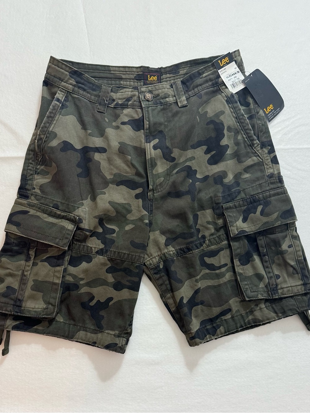 NWT Lee Men's Camo Cargo Shorts - Olive Green Size 32 10” Inseam